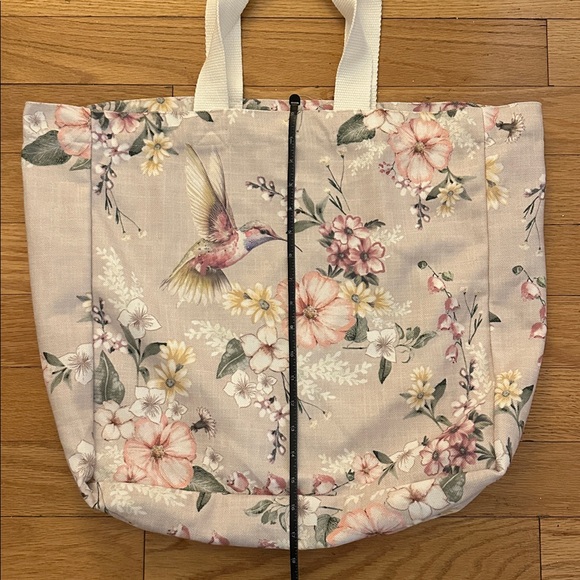 Floral Tote Bag with Embroidered Bird - Picture 7 of 8